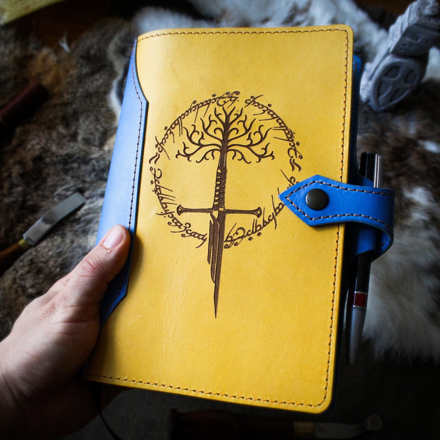 artisanat Couvre-livre artisanal du Gondor (Bleu & Jaune)