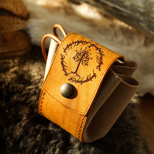 bourse artisanale en cuir le seigneur des anneaux