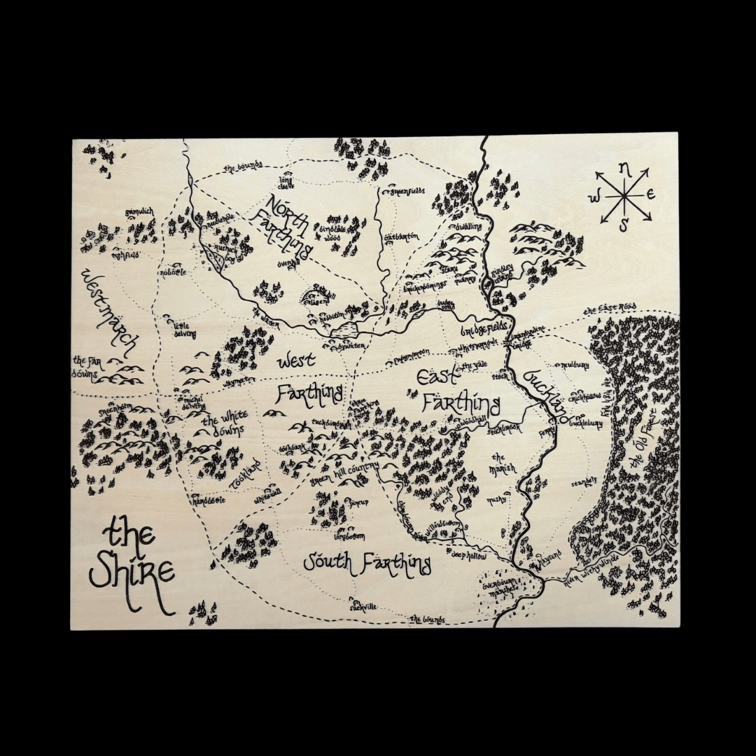 artisanat Carte de la Comté gravée sur bois de Tilleul