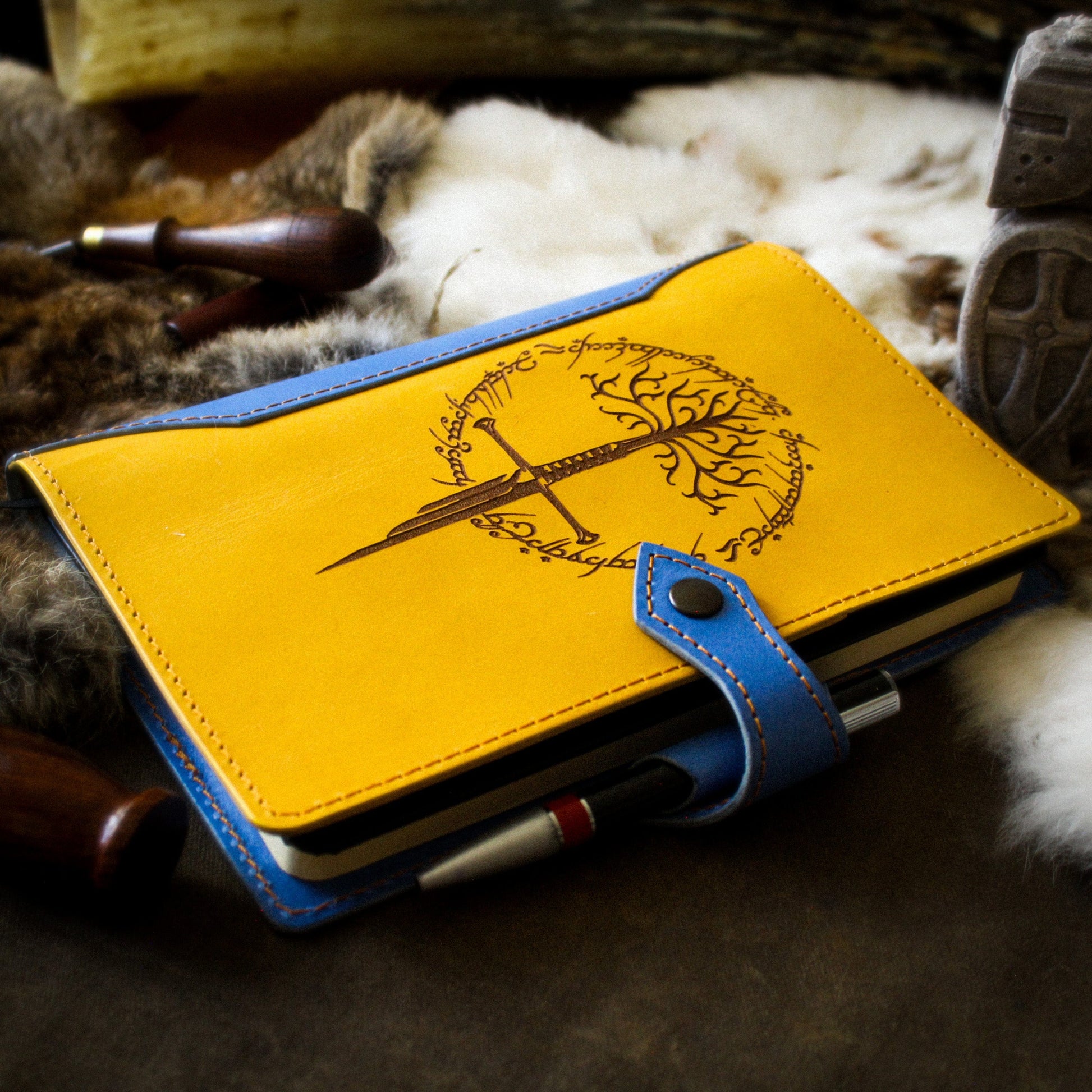 artisanat Couvre-livre artisanal du Gondor (Bleu & Jaune)