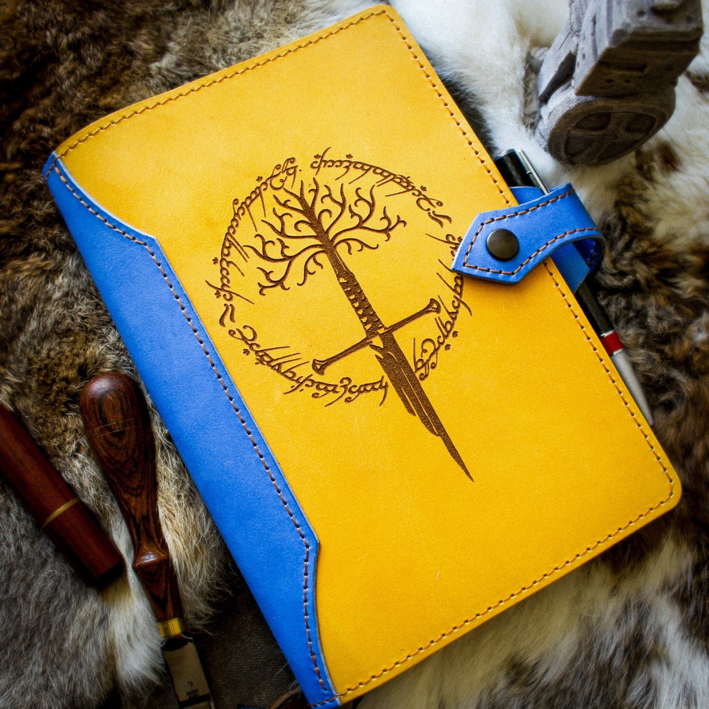 artisanat Couvre-livre artisanal du Gondor (Bleu & Jaune)