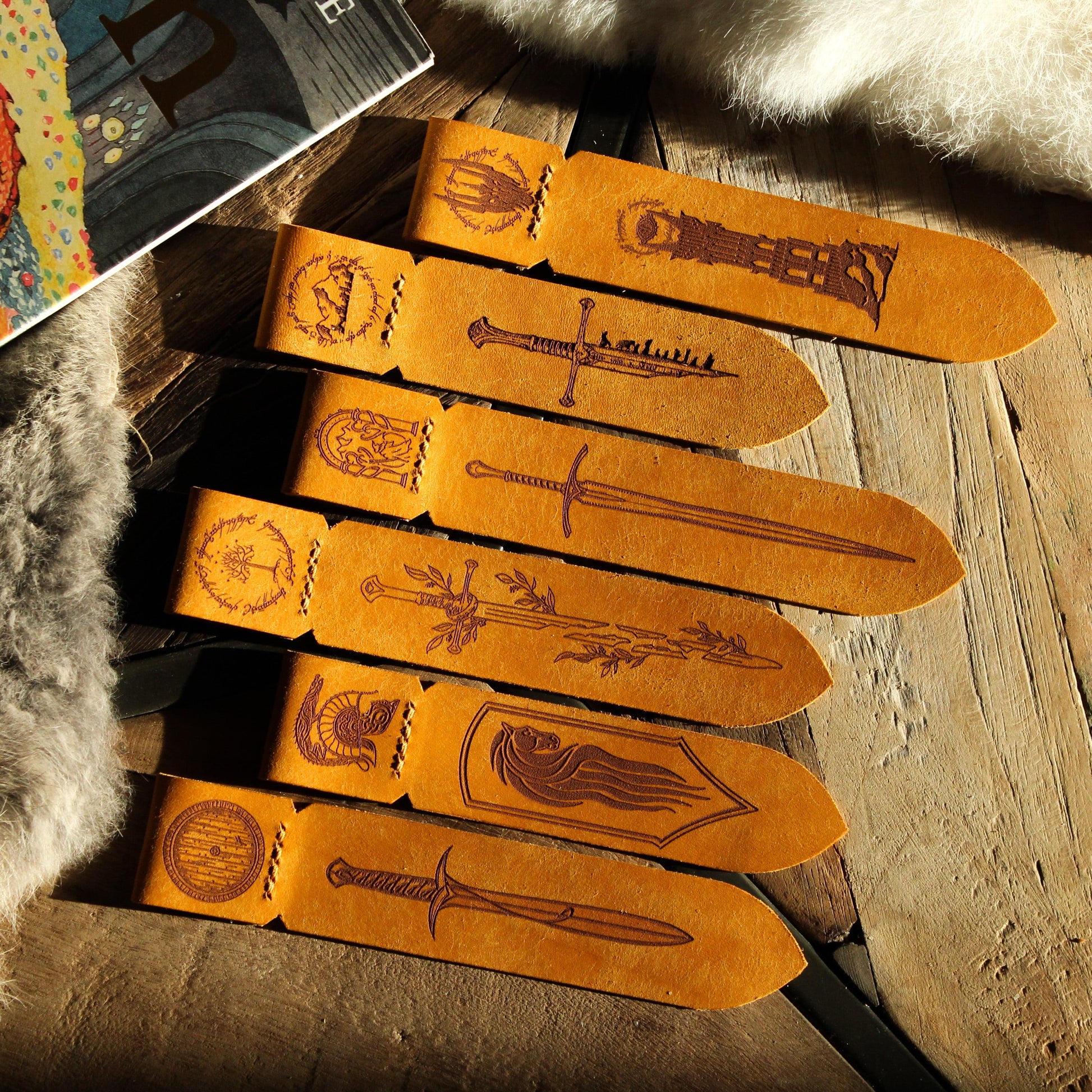 marque-pages en cuir le seigneur des anneaux