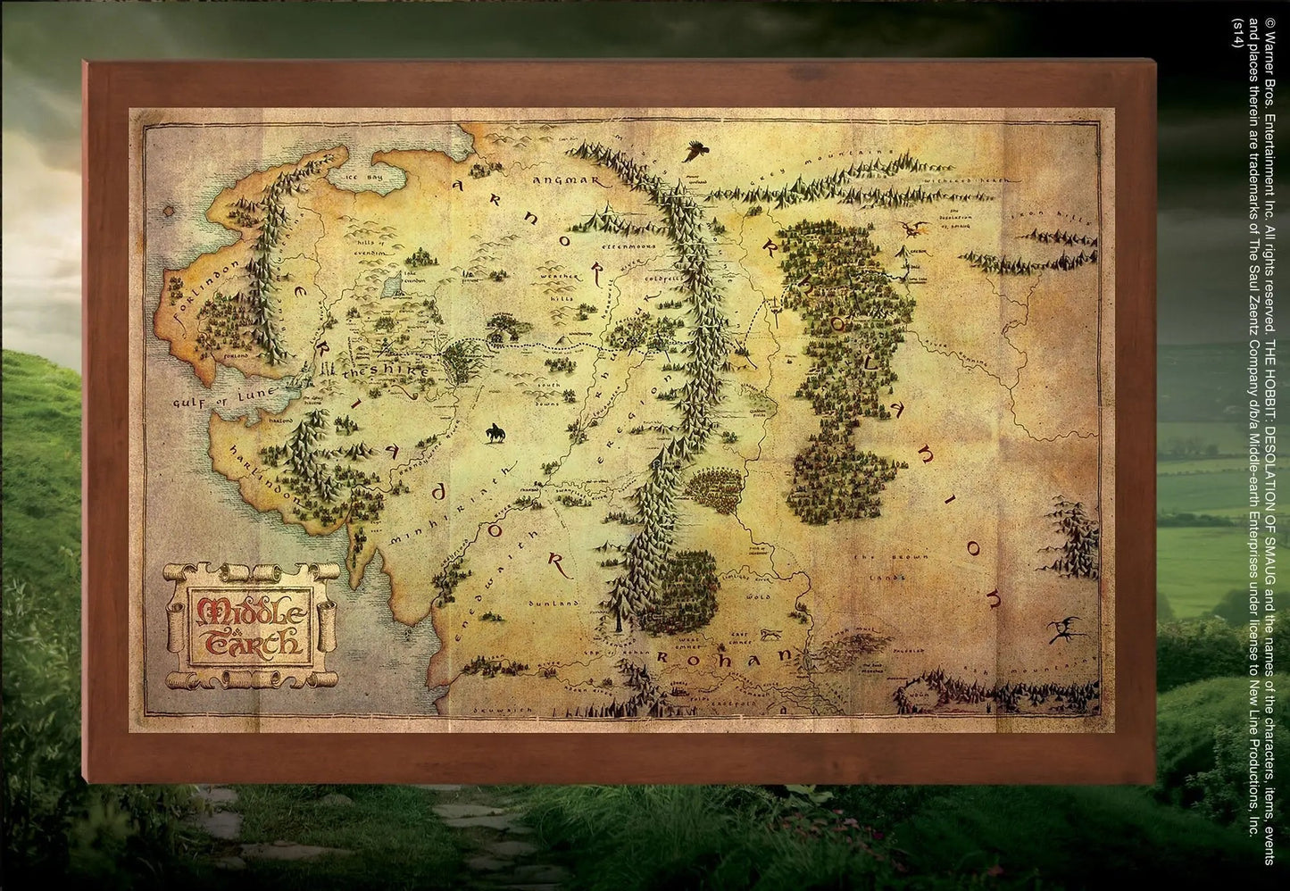 carte de la terre du milieu en bois le seigneur des anneaux