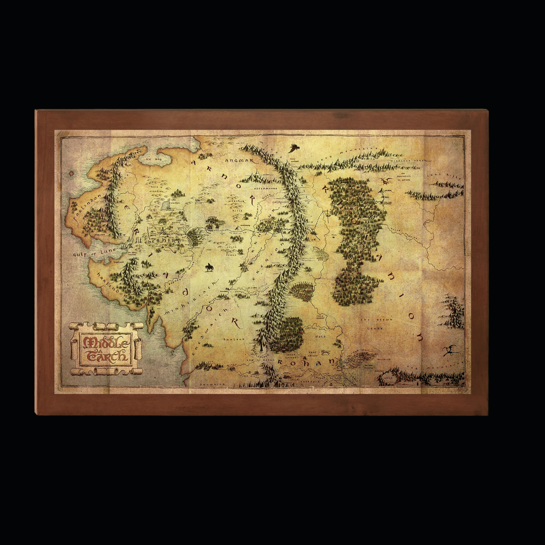 carte de la terre du milieu en bois le seigneur des anneaux